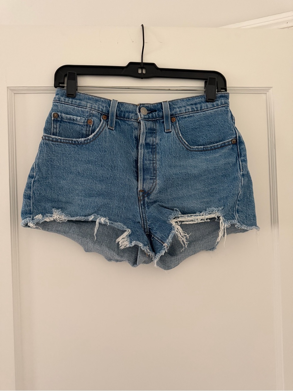 Levi's 501 Original High-Rise Shorts Distressed Jean Shorts in Blue